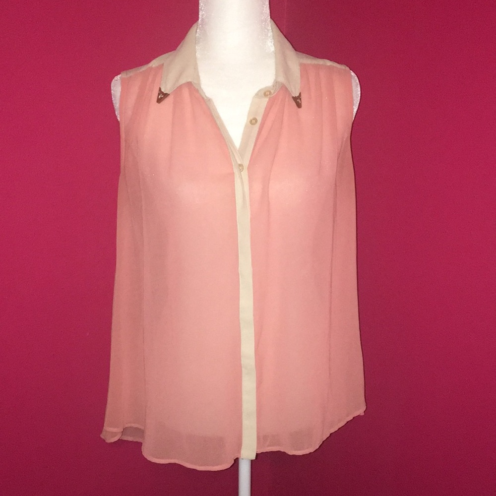 Papaya peach sheer top￼